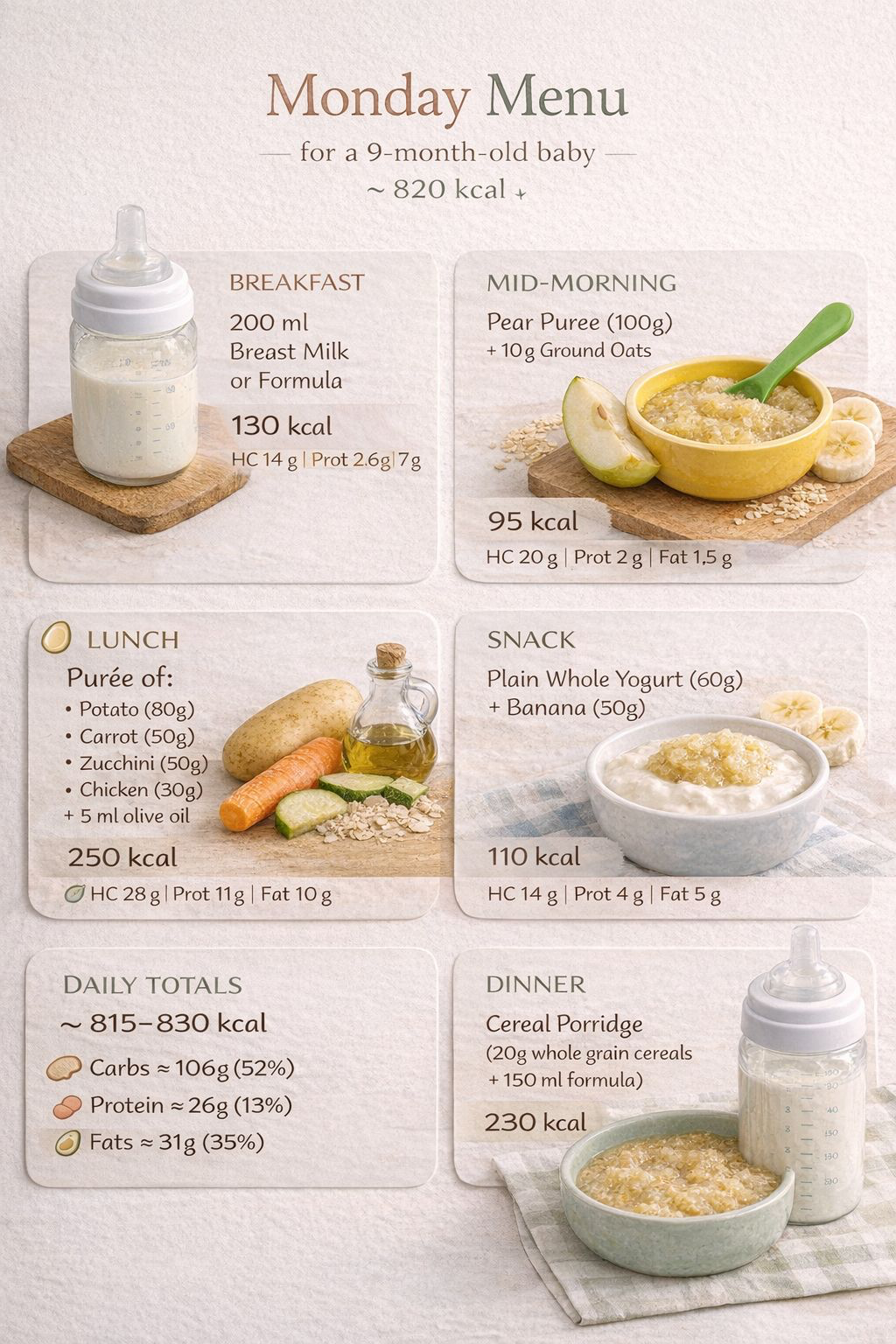 Cardapio de segunda para bebe de 9 meses