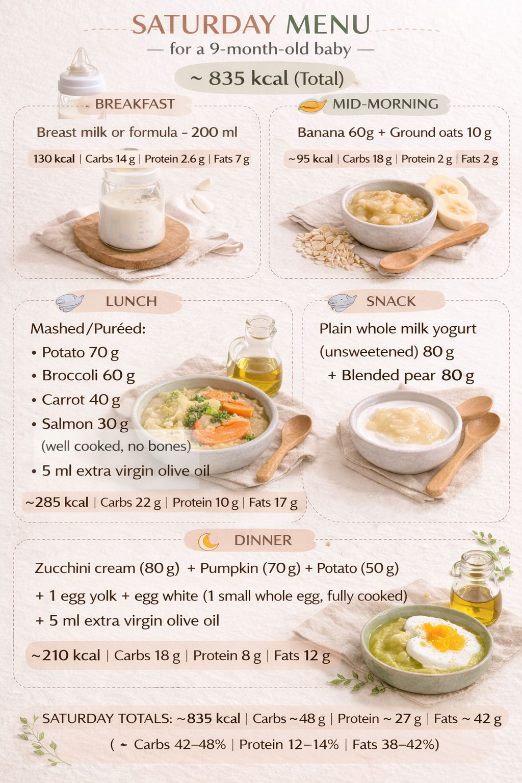 Cardapio de sábado para bebe de 9 meses