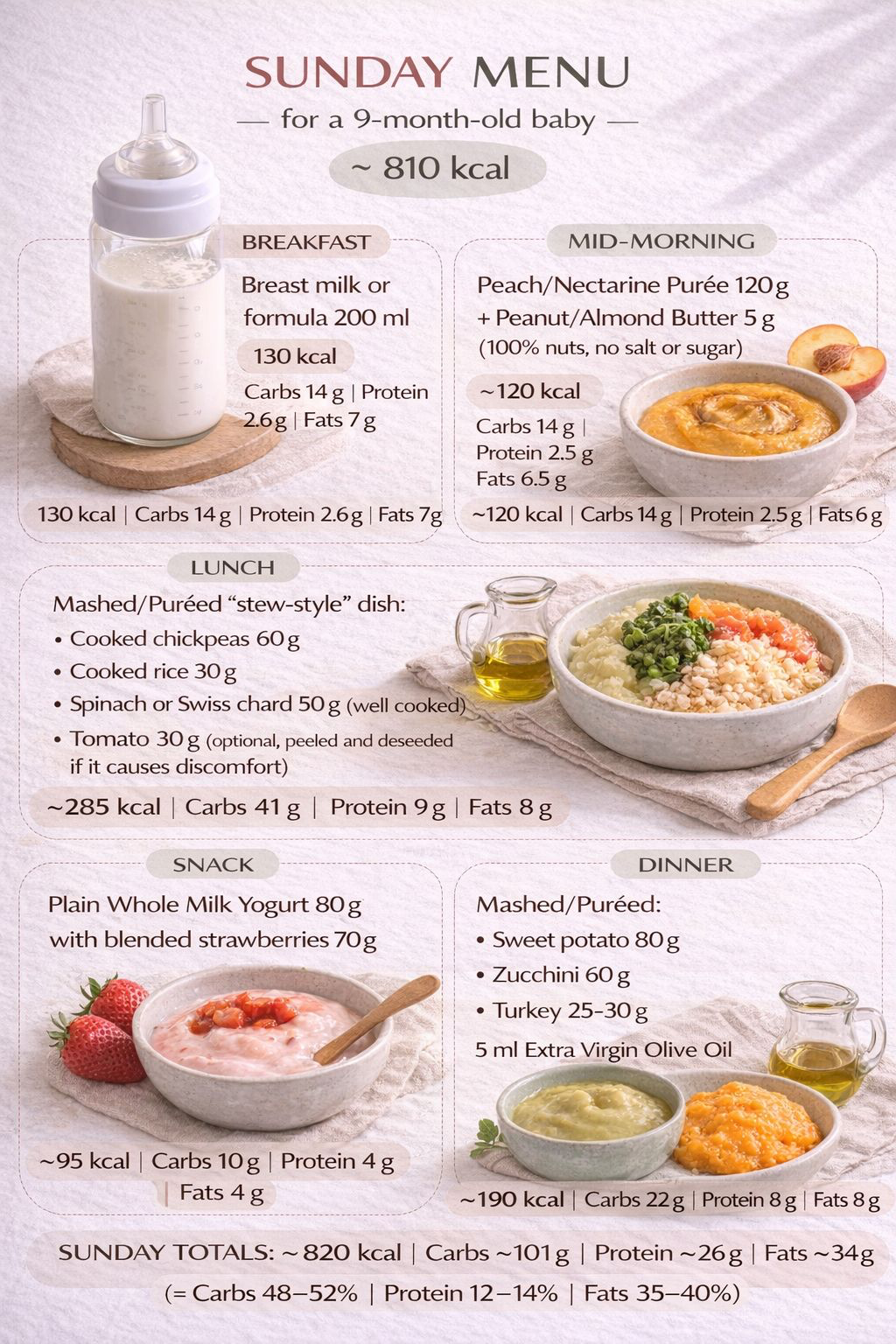 Cardapio de domingo para bebe de 9 meses