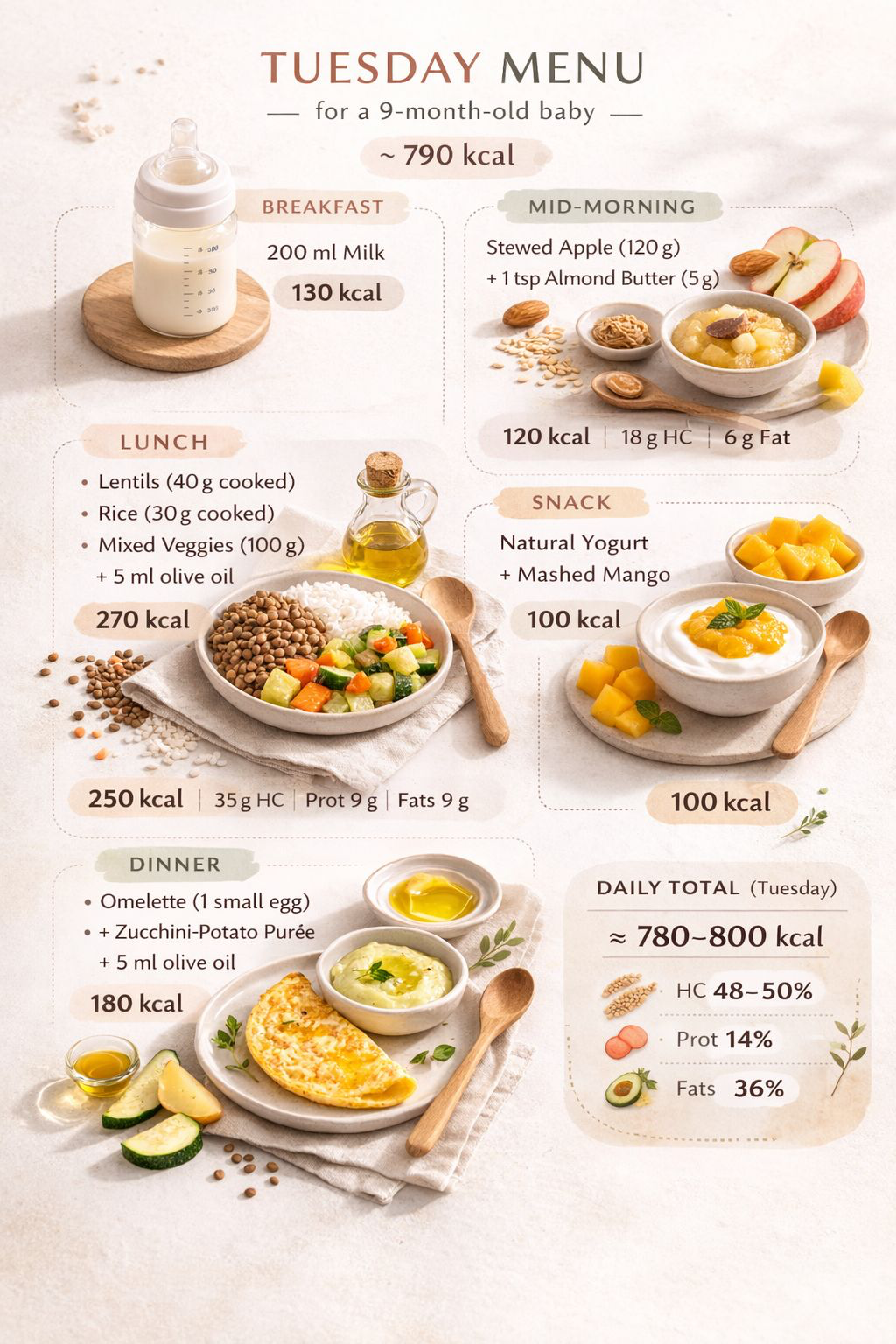 Cardapio de terça para bebe de 9 meses